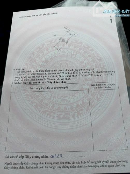 Bán lô đất thôn Bằng Tạ, Cẩm Lĩnh.