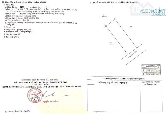 Đất tái định cư Hòn Rớ 2 dt 80m2 ngang 5m đường rộng 13.5m đẹp giá chỉ 3ty5 siêu tốt