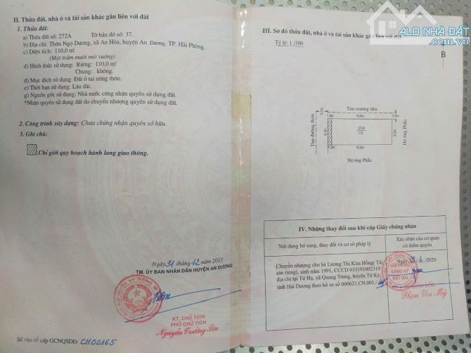 Bán đất lô góc Ngọ Dương, ô tô tránh nhau, sau nhà mặt đường. 110m2.