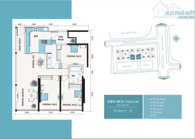 Căn hộ diện tích 110m2, 3PN 4,2 tỷ Hoàng Anh Gia Lai Lake 72 Hàm Nghi - 16