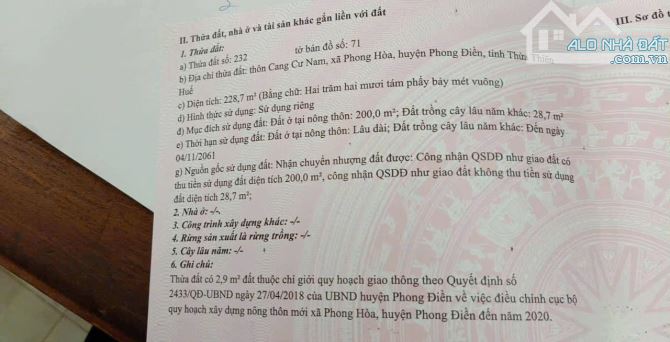 🌿 Cang Cư Nam – Phong Hòa | Gần Trường Tiểu Học – Lô Đất 229m2 Giá Chỉ 4xx triệu - 1