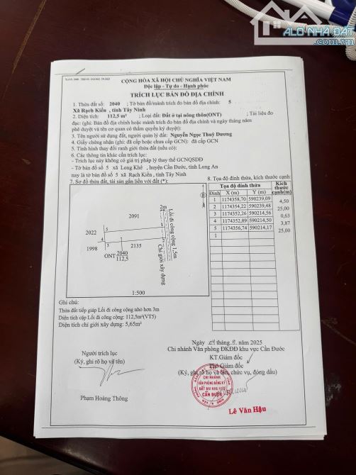 LÔ ĐẤT LỌT KHE 112M2 FULL THỔ CƯ GẦN CHỢ TRUNG THÀNH GIÁ 1 TỶ 280 - 1
