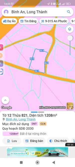 THÔNG TIN CHI TIẾT MỘT SỐ ĐẤT NỀN BÁN TẠI BÌNH AN, LONG THÀNH - 1