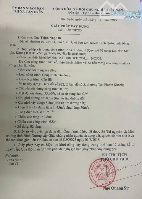 Bán nhà cấp 4 gác lửng P.Tân Phước Khánh Tp.Tân Uyên chỉ 2 tỷ 450 TL M7577 - 17