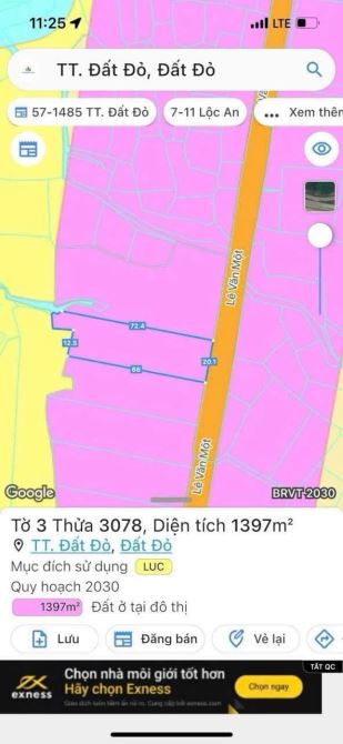 MẶT TIỀN LÊ VĂN MỘT - TRUNG TÂM THỊ TRẤN ĐẤT ĐỎ - ĐẤT ĐỎ - BRVT 🌈DT 1400M2 - 120m2 thổ cư - 2