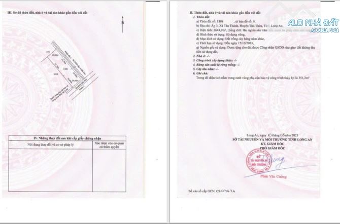 2643m2 vườn 2 mặt tiền kênh 3 lớn .tân thành Thủ Thừa 570tr/1000 giá rẻ nhất thị trường - 2