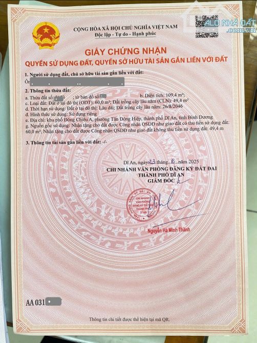 Bán đất 4x27.5m, hẻm Đoàn Thị Kia p. Tân Đông Hiệp gần chợ Tân Long - 2