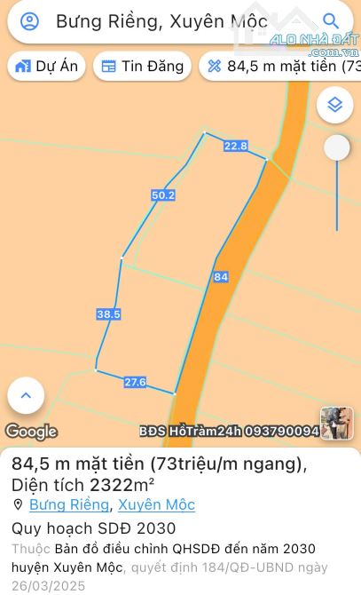 Siêu phẩm 84m mặt tiền đường nhựa ngay sát KDL Hồ Cốc, Hồ Tràm. Giá đầu tư F0 - 7