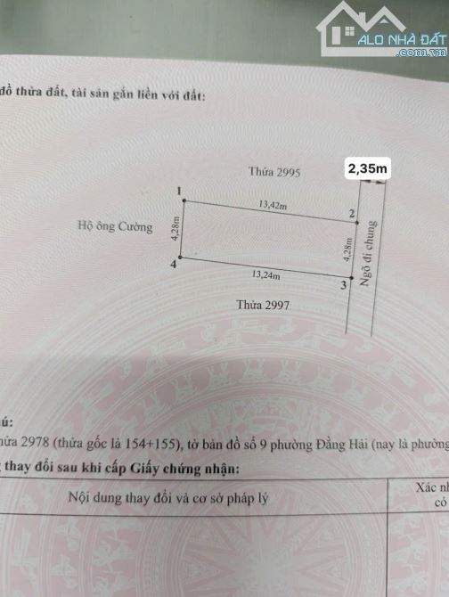 🍀Bán lô đất mặt ngõ Đằng Hải, Hải An, Hải Phòng - Dt: 57m2, mặt tiền 4,28m, sau nhà mặt đ