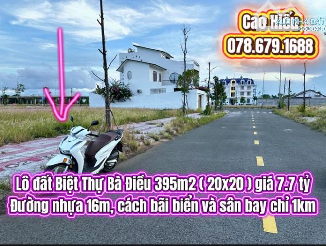 💥 Lô đất Biệt Thự Bà Điều 395m2 ( 20x20 ) giá 7.7 tỷ. Đất biển Phú Yên