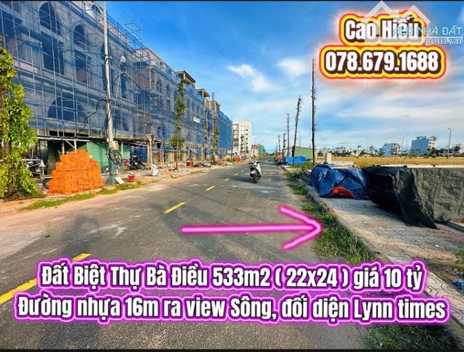 💥 Đất Biệt Thự Bà Điều 533m2 ( 22x24 ) giá 10 tỷ. Đối diện Lynn Times. Đất biển Phú Yên