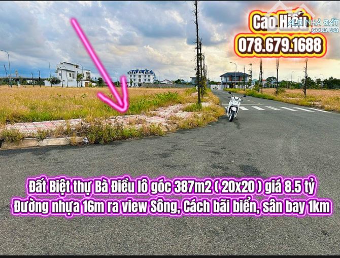 💥 Đất Biệt thự Bà Điều lô góc 387m2 ( 20x20 ) giá 8.5 tỷ. Đất biển Phú Yên