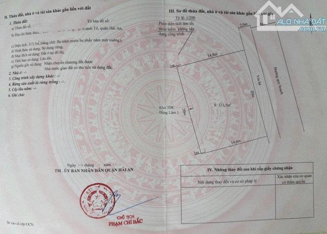 776.-💥💥Bán đất biệt thự đường Ngô Hùng - Thành Tô - Hải An  - ✔️Diện tích: 313.5m2   📍n