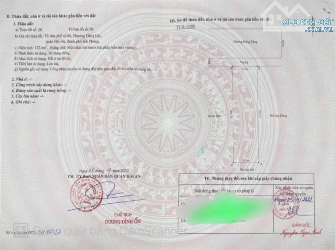 🌈Bán lô đất mặt đường Hàng Tổng, Đằng Hải, Hải An, Hải Phòng.  - Dtmb: 122,4m2, ngang 5,7