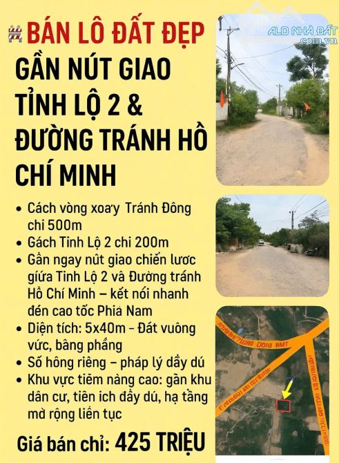 Bán đất hẻm tỉnh lộ giao cao tốc 5x50 giá 425tr - 1