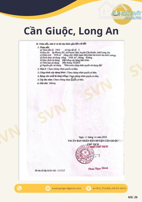 🚀 CƠ HỘI ĐẦU TƯ VÀNG – LÔ ĐẤT 1.936M² GIÁ CHỈ 3.3 TRIỆU/M² TẠI PHƯỚC LÂM, CẦN GIUỘC - 1