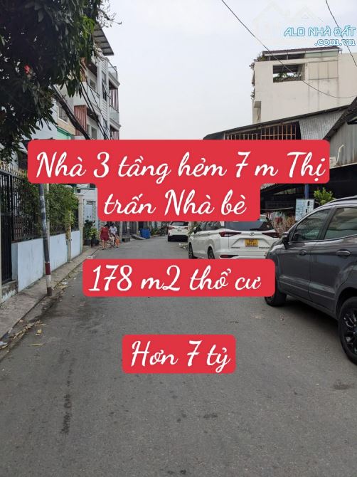 Nhà 3 tầng hẻm 7 m 1 sẹc Huỳnh Tấn Phát Thị trấn Nhà bè. 178 m2 thổ cư, hơn 7 tỷ. - 1