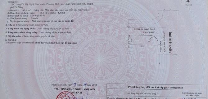 Bán 167m đất ngang 8,7m 2 mặt tiền đường Hoàng Bình Chính và Bùi Bỉnh Uyên Q. Ngũ Hành Sơn - 1