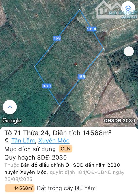 GẦN 1.5 MẪU CỰC RẺ MẶT TIỀN ĐƯỜNG NHỰA, ĐẤT MÀU MỠ, BẰNG PHẲNG, CÁCH TỈNH LỘ 328 3KM - 1