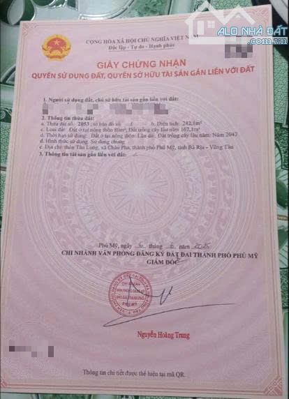 Bán 240m2 (5 dài 48m) thổ cư gần chợ Châu Pha,TP.Phú Mỹ - 2