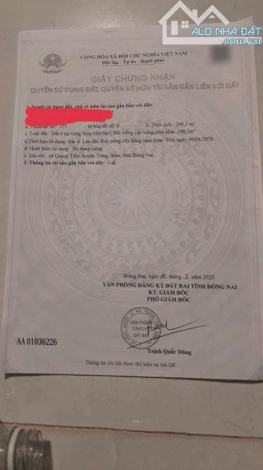 Đất nền xã Quảng Tiến cũ(xã Trảng Bom mới) 2ty950 sát QL1A,trường IGC Trịnh Hoài Đức . - 2