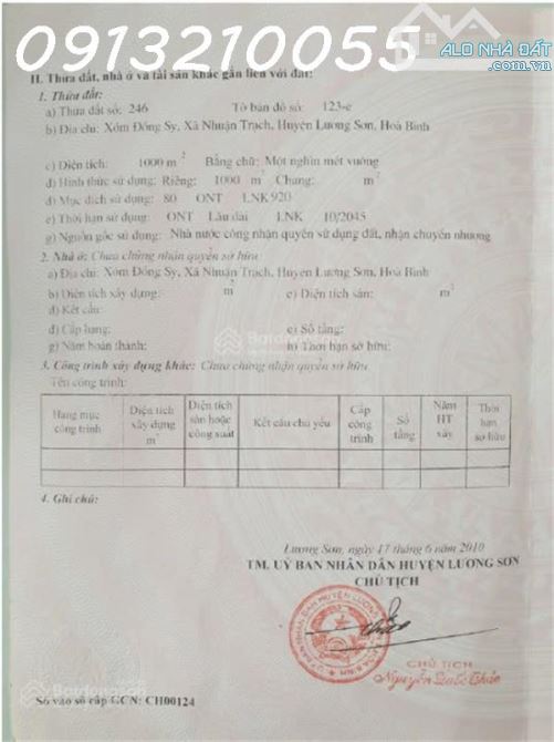 Siêu phẩm vị trí đẹp - Bán nhanh lô đất 2.000m² - 2 mặt tiền rộng 80m tại Lương Sơn - 2