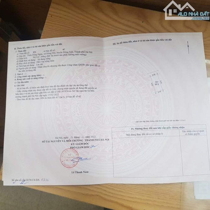 HƠN 2tỷ CÓ LÔ ĐẤT GẦN NGAY VIN CỔ LOA VÀ CẦU TỨ LIÊN ( ĐÔNG HỘI)S: 36m2 đường thông thoán - 3