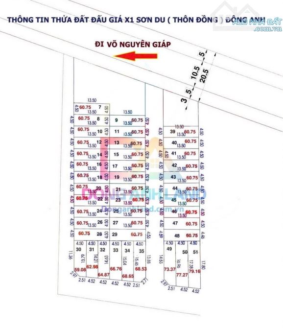 💥💥ĐẤU GIÁ X1 - SƠN DU - NGUYÊN KHÊ -NỌT GIỮA TĐC BỘ CÔNG AN   DT: 60.75m2 đường 10m - 3