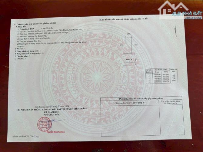 Bán đất đường 13m KĐT Phú Ân Nam 2 Xã Diên Khánh 102m2 giá 3 tỷ - 3
