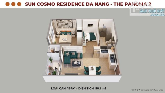 Căn hộ Sun Cosmo Residence Đà Nẵng - Căn 1PN+ _View sông Hàn -   4,8 Tỷ - 3