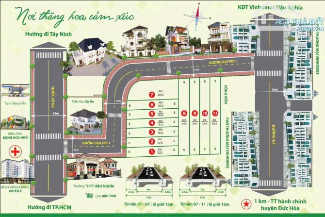 Bán đất thổ cư,đường quốc lộ N2, thị trấn Hậu Nghĩa huyện Đức Hoà, giá 18 triệu/m2 - 4