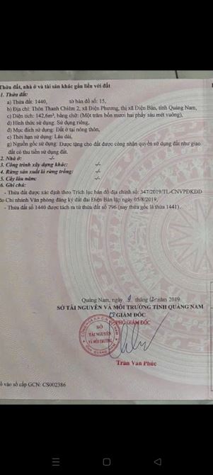 ĐIỆN PHƯƠNG - BÁN ĐẤT SAU TRƯỜNG THCS NGUYỄN DU - GẦN QUỐC LỘ 1A - 143m2 - 799TRIÊU. - 3