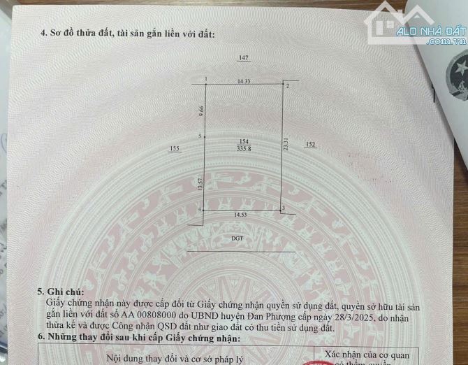 Bán đất Bắc Thống Nhất, Thọ Xuân, Đan Phượng, 336m2, giá 26.3 tỷ