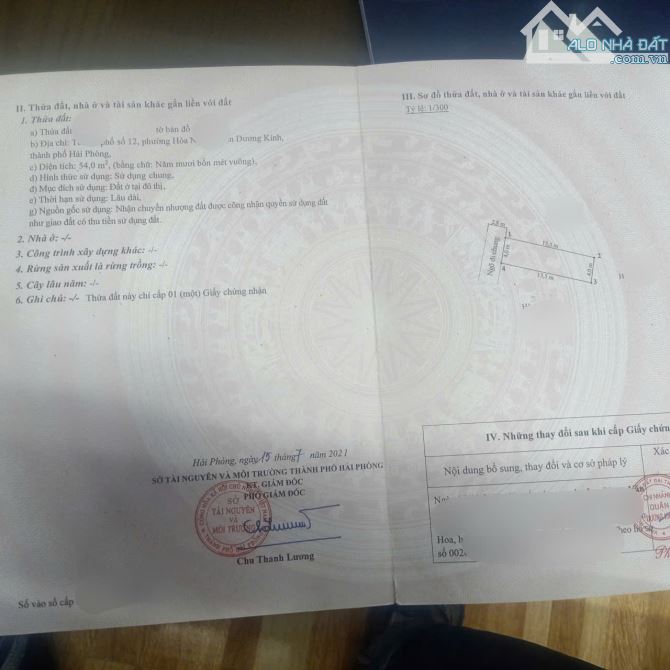 54m2 Ngõ Ô tô đỗ trước đất. Tổ 12, Hoà Nghĩa, Dương Kinh, chỉ nhỉnh 700tr