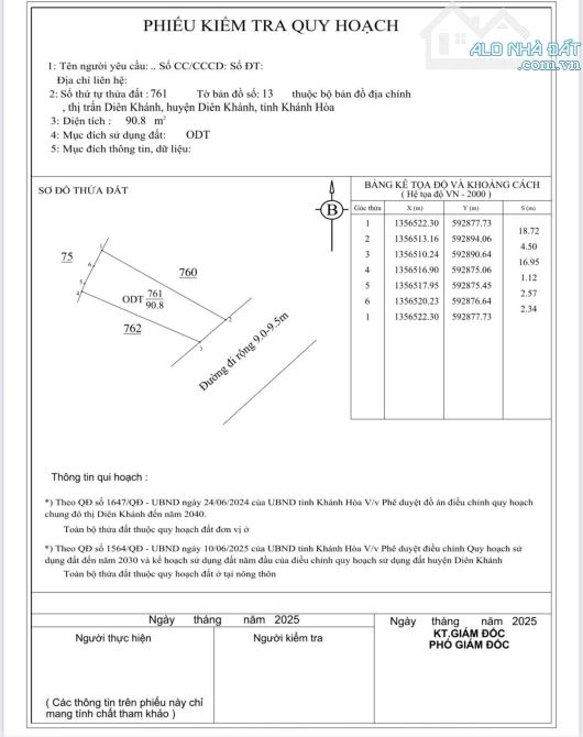 BÁN ĐẤT TÁI ĐỊNH CƯ THỊ TRẤN DIÊN KHÁNH ĐƯỜNG 9M RỘNG 90M CHỈ 1TỶ550TR - 1