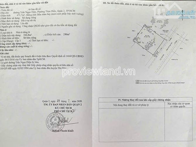 Bán đất biệt thự Trần Ngọc Diện Thảo Điền, DT 471,7m², đang cho thuê, giá 400tr/m² - 1