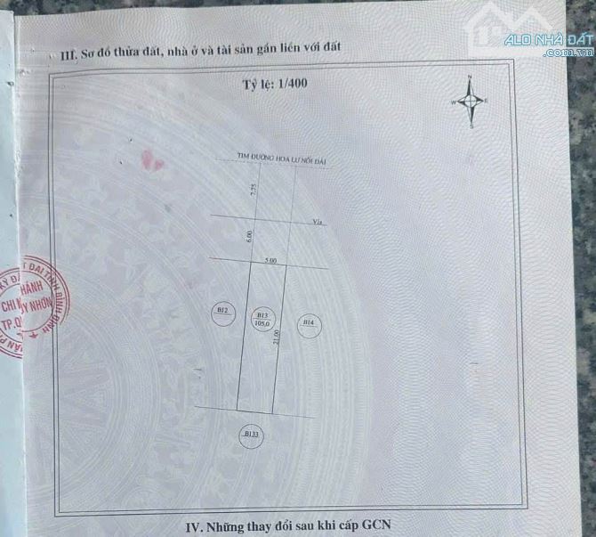 Bán lô đất mặt tiền đg hoa lưu lộ giới 26m vĩa hè 6m dt 105m2 giá 4ty850 - 3