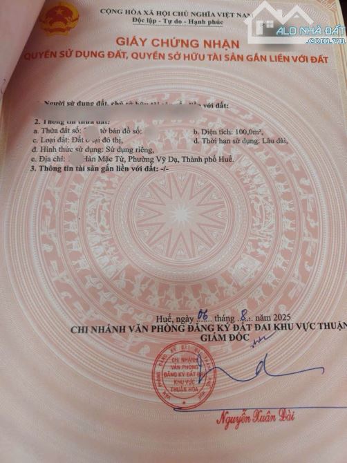 Bán 102m2 đất Mặt Tiền Hàn Mạc Tử, Vỹ Dạ, TP Huế ❌ - 2