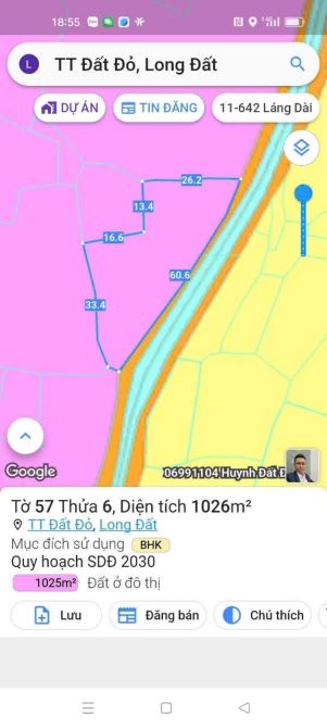 👉👉Cần bán 1 sào 3 đất thị trấn đất đỏ (có tới 60m mặt tiền ) (Phủ hồng toàn bộ).  = Gi - 2