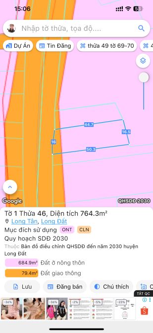 BÁN ĐẤT MẶT TIỀN TỈNH LỘ 765 LONG TÂN - ĐẤT ĐỎ - 2