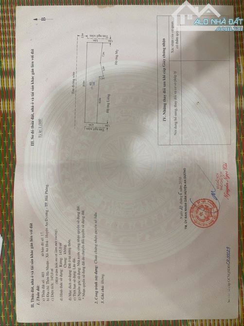 Lô góc 3 mặt thoáng Phường An Hoà, An Dương. Đường thông 5m. 145m2. - 2
