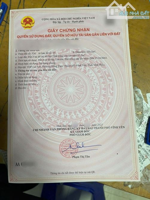 BÁN GẤP LÔ ĐẤT HIẾM TRỤC CHÍNH KINH DOANH TDP LAI SƠN, ĐỒNG TÂM 103,5M MT5M NỞ HẬU 1,7X TỶ - 4