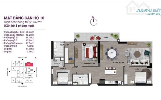 Bán căn góc số 10 - 142m2, hướng Nam, tầng cao cc The Nine, số 9 Phạm Văn Đồng, Hà Nội - 5