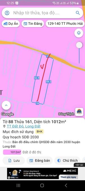 🌈🌈🌈 512m2-100 THỔ TRUNG TÂM ĐẤT ĐỎ-BRVT ( nay xã Đất Đỏ-HCM) 👉 dt 512m2-100 thổ cư-Nga - 6