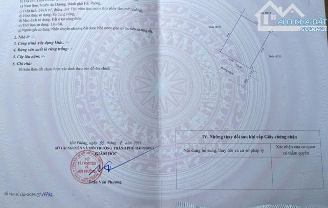 Bán lô đất 288m2 Chung Cư Cách Thượng, Nam Sơn, An Dương, Hải Phòng  Giá CHỈ 19tr/m2