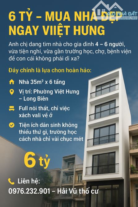 6,3 TỶ - 35M2 - 6 TẦNG - FULL NT - Ô TÔ ĐỖ CỔNG NHÀ - VIỆT HƯNG - TRƯỜNG HỌC GẦN