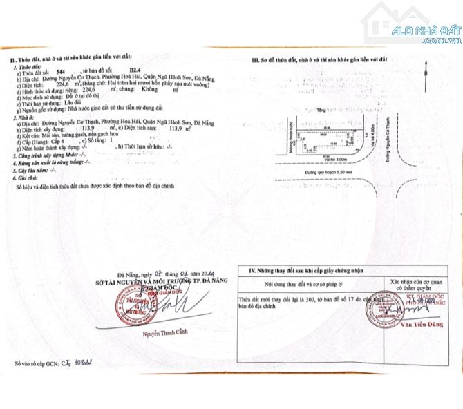 CẦN BÁN LÔ GÓC ĐƯỜNG NGUYỄN CƠ THẠCH VÀ SƠN THỦY 2