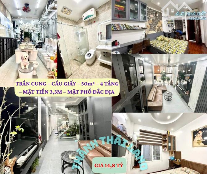 TRẦN CUNG – CẦU GIẤY – 50m² – 4 TẦNG – MẶT TIỀN 3,3M – MẶT PHỐ ĐẮC ĐỊA - GIÁ 14,8 TỶ