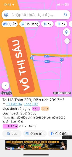 SIÊU VỊ TRÍ TRUNG TÂm-GÓC 2 MẶT TIỀN VÕ THỊ SÁU- ĐẤT ĐỎ DIỆN TÍCH:240m2- 7mx38m-50 thổ cư