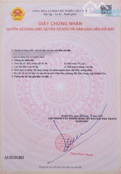 BÁN ĐẤT ĐƯỜNG HUỲNH VĂN NGHỆ KĐT MỚI VĨNH HOÀ NHA TRANG